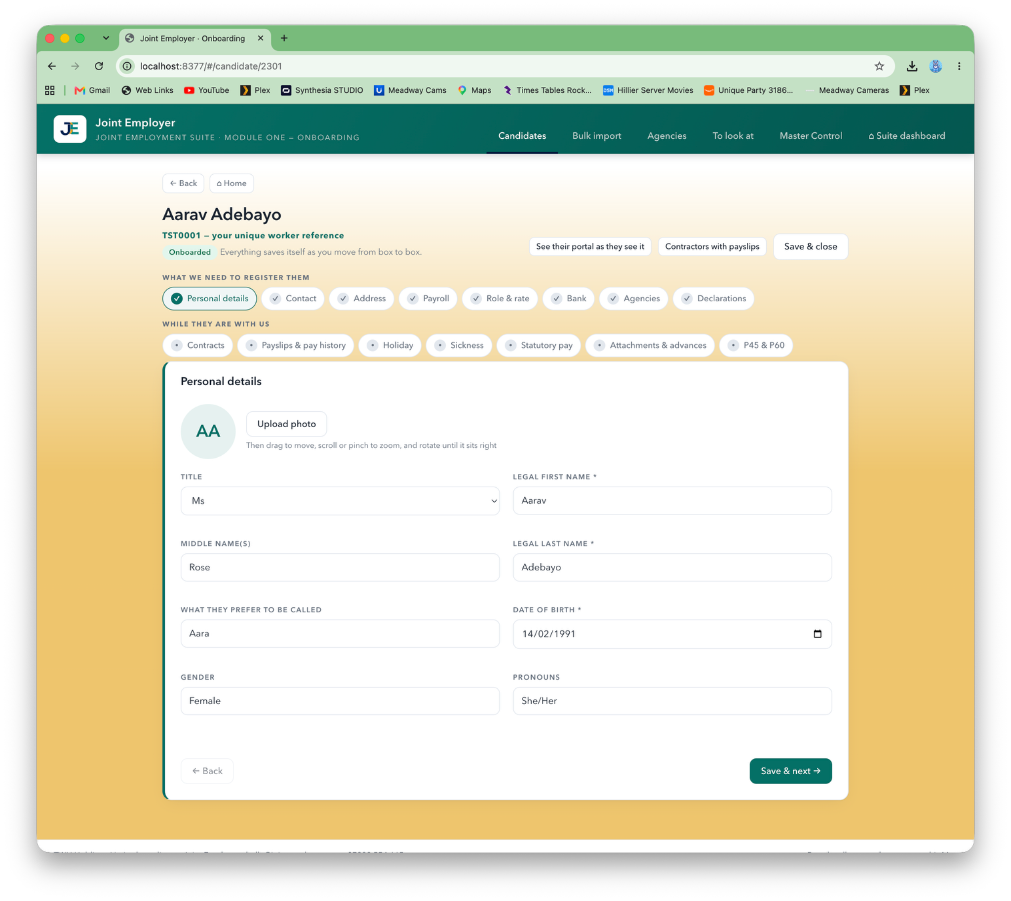 Candidates onboarding preview